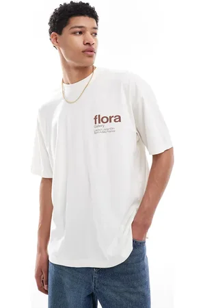 ASOS Oversized og råhvid T-shirt med grafisk blomstermønster