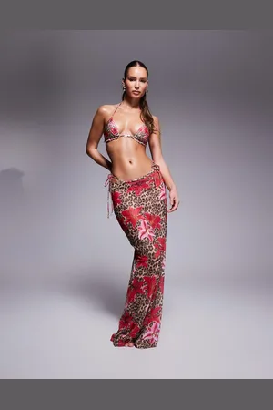 South Beach Strand-maxinederdel i mesh med leopardprint