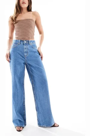 ASOS Dad-jeans med vide ben i ren blå-Ingen farve