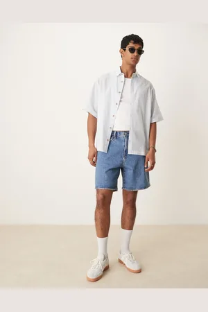 Abercrombie & Fitch Athletic Fit - Løstsiddende og blå denimshorts