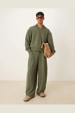 ASOS Kakigrøn oversized polo-sweatshirt i hørlook i firkantet pasform