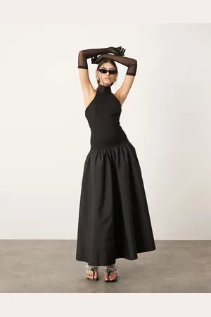 ASOS Halterneck-maxikjole med sænket talje i kontraststof