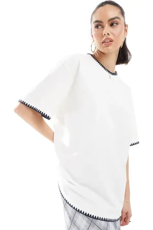 ASOS Oversized T-shirt med nistret tekstur og kantdetaljer