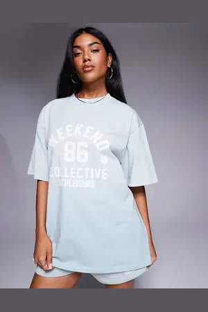 ASOS Weekend Collective - Salviegrøn T-shirt med ombre hjerteprint - Del af sæt