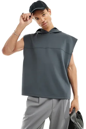 ASOS Koksgrå oversized hættetrøje i scuba-stof uden ærmer