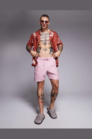ASOS Lyserøde mellemlange badeshorts med cargolommer