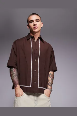 ASOS Oversized skjorte med hæklet detalje og firkantet pasform