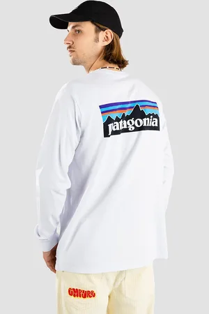 Patagonia P-6 Logo Responsibili Langærmet t-shirt hvid