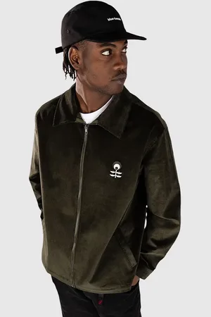 blue flowers Kyoto Corduroy Zip Up Jakke grøn