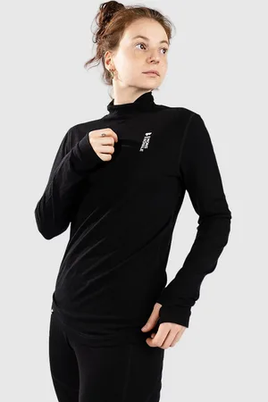 MONS ROYALE Merino Cascade Flex Mock Neck Basislag - undertrøje sort