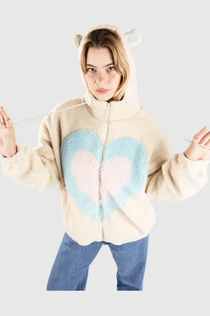 A.Lab Lydia Teddy Fleece Hættetrøje med lynlås
