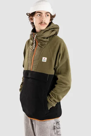PASSENGER Woodland Hooded 1/2 Zip Polar Fleecepullover sort