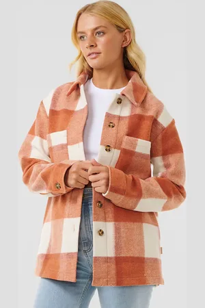 Rip Curl Soleil Check Shacket Jakke rød