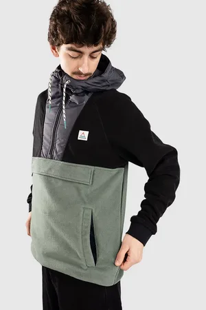 PASSENGER Woodland Hooded 1/2 Zip Polar Fleecepullover sort