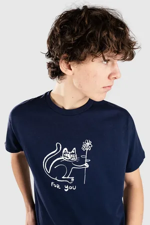 Autumn Headwear Happy Cat T-shirt blå