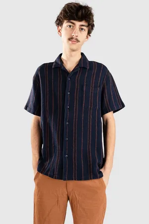 Brixton Bunker Waffle Stripe Skjorte blå