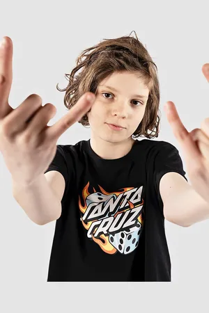 Santa Cruz Flaming Dice Dot Kids T-shirt sort