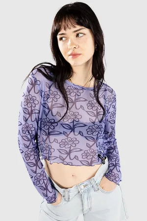 Santa Cruz Delfino Flower Mesh Crop Langærmet t-shirt blå