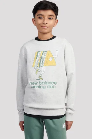 New Balance Running Club Cartoon Graphic Ft Crew Kids Sweater grå