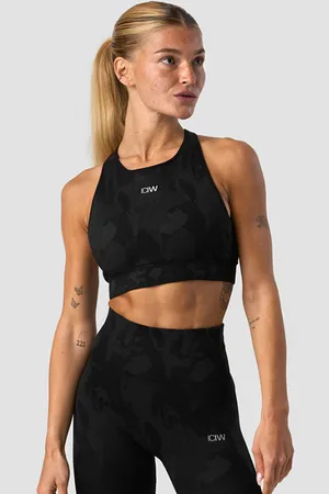 ICANIWILL Camo Seamless Sports Bra, Black