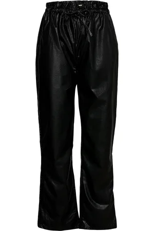 Gina Tricot Vera Pu Trousers Bottoms Trousers Leather Leggings-Bukser Black