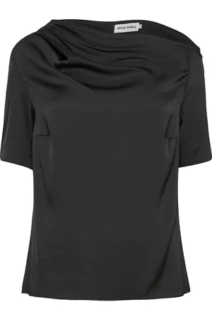 Ahlvar Gallery Chima Silk Blouse Designers Blouses Short-sleeved Black