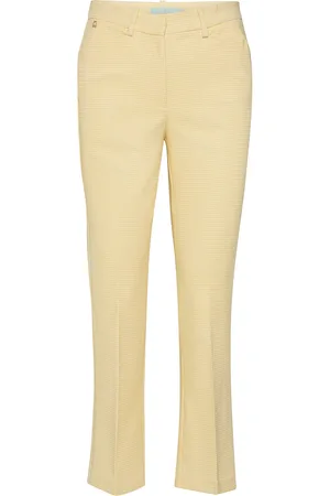 Morris Anais Checked Trousers Bottoms Trousers Flared Yellow