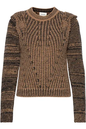 Second Female Adele Knit O-Neck Tops Knitwear Jumpers Brown
