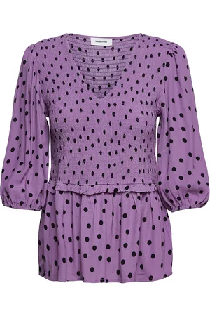 Modstrom Tomme Print Top Tops Blouses Long-sleeved Purple