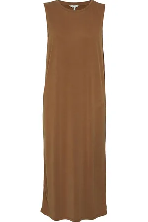 Object Objannie S/L Dress Maxikjole Festkjole Brown