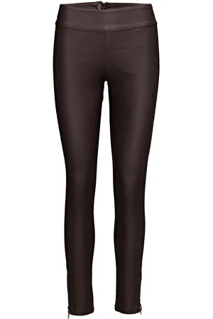 Cream Belus- Katy Fit Bottoms Trousers Leather Leggings-Bukser Brown