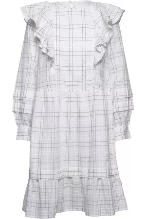 2nd Day 2Nd Aletta - Refined Check Knælang Kjole White