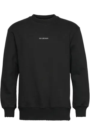 HAN Kjøbenhavn Distressed Crew Logo Designers Sweatshirts & Hoodies Sweatshirts Black