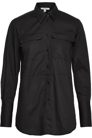 Dagmar Sim Poplin Tops Shirts Long-sleeved Black