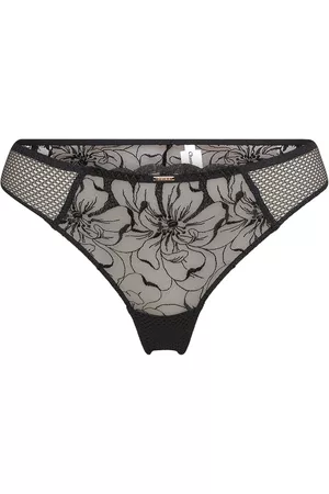 Chantelle Fleurs Tanga Designers Panties Thong Black