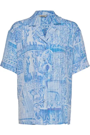 Holzweiler Edgar Print Shirt 22-02 Tops Shirts Short-sleeved Blue