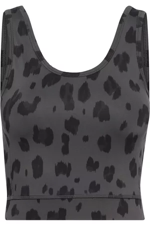 Svea W. Tonal Leo Top Tops Crop Tops Sleeveless Crop Tops Grey