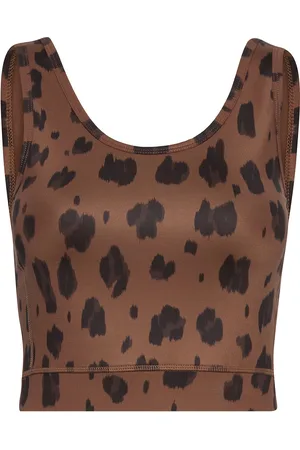 Svea W. Tonal Leo Top Tops Crop Tops Sleeveless Crop Tops Brown