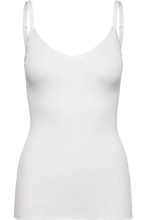 Rosemunde Rwbelle Sl V-Neck Elastic Top Tops T-shirts & Tops Sleeveless White