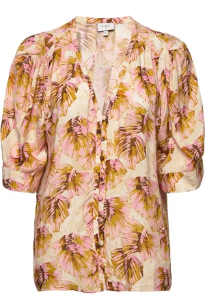 Dante 6 Esmay Palm Leaves Blouse Tops Blouses Short-sleeved Multi/patterned