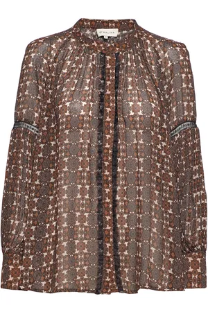 By Malina Ant Lla Blouse Tops Blouses Long-sleeved Brown