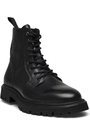 Les Deux Tatum Leather Lace-Up Boot Snørestøvler Black