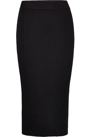Lindex Skirt Paulina Knælang Nederdel Black