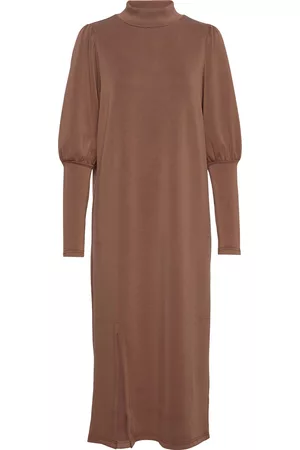 My Essential Wardrobe Ellemw Puff Long Dress Knælang Kjole Brown