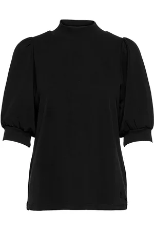 My Essential Wardrobe 21 The Puff Blouse Tops Blouses Short-sleeved Black