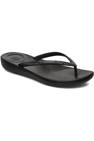 FitFlop Iqushion Sparkle Shoes Summer Shoes Sandals Flip Flops Black