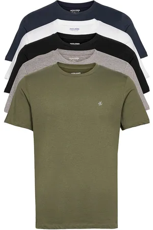 JACK & JONES Jorjxj Tee Ss Crew Neck 5Pk Mp Noos Tops T-Kortærmet Skjorte Green Jack & J S