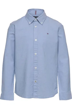 Tommy Hilfiger Boys Stretch Oxford Shirt L/S Tops Shirts Long-sleeved Shirts Blue
