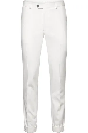 Oscar Jacobson Denz Turn Up Trousers Designers Trousers Formal White