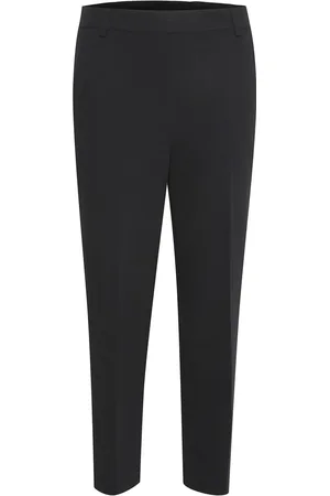 Kaffe Kasakura Hw Cropped Pants Bottoms Trousers Straight Leg Black